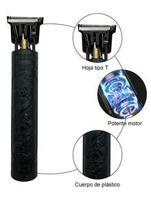 Maquina Trimer,cortapelos eléctrico vintage con cuchilla en T, máquina recortadora de barba portátil recargable e inalámbrica para cortar y afeitar el cabello, regalo de vacaciones y Día del Padre - Negro - Ver 4