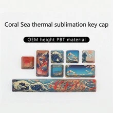CHERRY OEM Height PBT Keycaps, Coral Sea Theme Sublimated Keycaps Set - 8 Keycaps Including 6.25U Space, 2.75U Enter, 2U Numpad Enter, ESC, Arrows, Customized Mechanical Keyboard Keycaps - OEM Height-pBT-coral Sea-a Boxed (Space+ESC+4 Arrow Keys+2 Enter Keys) - View 4