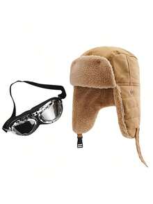 2pcs Plain Casual Ear Flap Hats, Thick Warm Thermal Lined Winter Hat For Men, Suitable For Cold Weather Outdoor Use