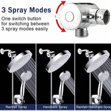 8-Inch Shower Head, High-Pressure Rainwater Shower Head And Handheld Shower Head Combination, With 60 Inch Hose, Adjustable Height/Angle Extension Arm, Multi-Functional Shower Head With 3 Modes, Bathroom Accessories (Silver) Home Bathroom Decor Summer - Silver - View 4