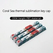 CHERRY OEM Height PBT Keycaps, Coral Sea Theme Sublimated Keycaps Set - 8 Keycaps Including 6.25U Space, 2.75U Enter, 2U Numpad Enter, ESC, Arrows, Customized Mechanical Keyboard Keycaps - OEM Height-pBT-coral Sea-a Boxed (Space+ESC+4 Arrow Keys+2 Enter Keys) - View 6