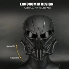 Maska taktyczna Punisher, taktyczne maski do paintballa Airsoft motocykl mężczyźni maska pełnotwarzowa do polowania strzelanie wojskowa maska na Halloween gra wojenna nakrycia głowy - Wielokolorowe - Zobacz 5