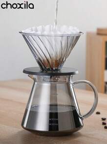 choxila 一套手冲咖啡器具套装，V02咖啡工具，咖啡滤杯，600毫升玻璃水瓶，玻璃杯置于木质底座上，适合家庭或办公室使用。 - Coffeeware - 查看 2