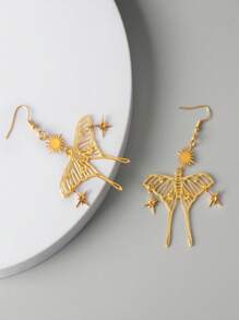 一对波西米亚时尚飘逸蝴蝶耳环，长流苏创意太阳星蝴蝶耳环，高级感个性金属甜美酷炫风格耳环，个性简约优雅精致新款耳环 - 金黃色 - 查看 5