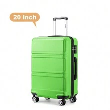 20 Inch Lightweight Fashion ABS Hard Cabin Suitcase Carry-On Hand Luggage With TSA Lock YKK Zipper 4 Double Wheels Trolley Travel Case Ideal For Travel Business Trips Vacations Men And Women - 綠色 - 查看 1