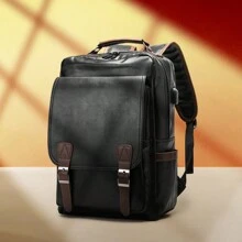 Balo da PU cổ điển Unisex, Túi đựng máy tính xách tay công sở dung tích lớn cho sinh viên đại học, Balo dã ngoại thông thường Halloween Giáng sinh Mùa thu Túi đựng đồ đi học đại học Túi quà tặng cho nam Túi la hét cho nam Balo trở lại trường Balo đi bộ đường dài Quà tặng nam du lịch Mùa đông Ngày lễ Lễ Tạ ơn Đa năng Di động Thời trang Thường ngày cho nam Quà tặng cho bố Quà tặng bạn trai Kỳ nghỉ - màu đen - Xem 1