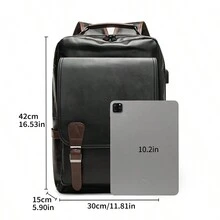 Balo da PU cổ điển Unisex, Túi đựng máy tính xách tay công sở dung tích lớn cho sinh viên đại học, Balo dã ngoại thông thường Halloween Giáng sinh Mùa thu Túi đựng đồ đi học đại học Túi quà tặng cho nam Túi la hét cho nam Balo trở lại trường Balo đi bộ đường dài Quà tặng nam du lịch Mùa đông Ngày lễ Lễ Tạ ơn Đa năng Di động Thời trang Thường ngày cho nam Quà tặng cho bố Quà tặng bạn trai Kỳ nghỉ - màu đen - Xem 4