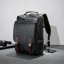 Balo da PU cổ điển Unisex, Túi đựng máy tính xách tay công sở dung tích lớn cho sinh viên đại học, Balo dã ngoại thông thường Halloween Giáng sinh Mùa thu Túi đựng đồ đi học đại học Túi quà tặng cho nam Túi la hét cho nam Balo trở lại trường Balo đi bộ đường dài Quà tặng nam du lịch Mùa đông Ngày lễ Lễ Tạ ơn Đa năng Di động Thời trang Thường ngày cho nam Quà tặng cho bố Quà tặng bạn trai Kỳ nghỉ - màu đen - Xem 3