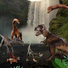 1-76 piezas Conjunto de juguetes de dinosaurios jurásicos, figuras realistas de dinosaurios de plástico blando como Triceratops, T-Rex, Pteranodon y otros, regalos educativos para fiesta de cumpleaños - Multicolor - Ver 7