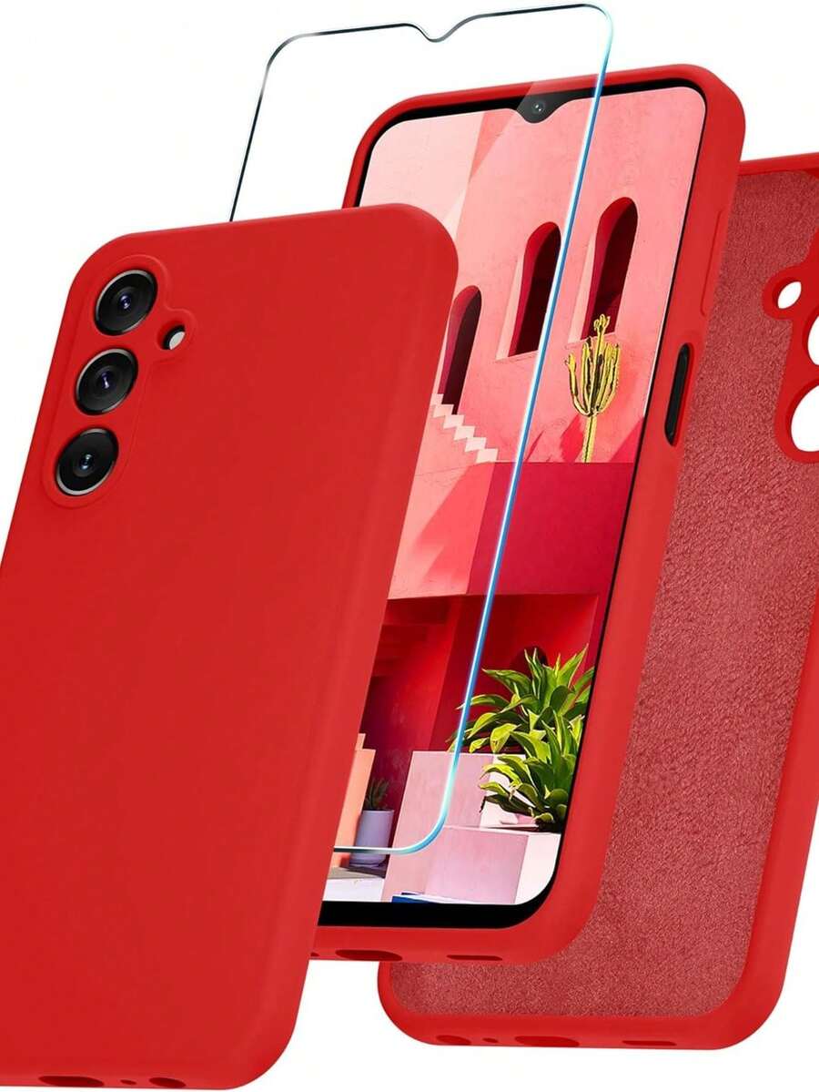 2 In 1 Kit Silicone Case + 3D Glass Film For Moto G60 - 紅色 - 查看 1