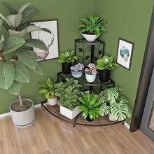 1 Piece European Pastoral Iron Multi-Layer Flower Stand Corner Ladder Flower Pot Shelf Balcony Pothos Flower Stand Flower Table Living Room Three Floors - 黑色 - 查看 5