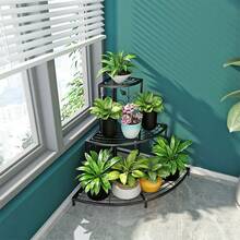 1 Piece European Pastoral Iron Multi-Layer Flower Stand Corner Ladder Flower Pot Shelf Balcony Pothos Flower Stand Flower Table Living Room Three Floors - 黑色 - 查看 6
