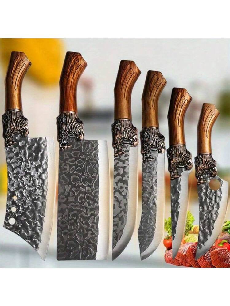 Juego de 6 cuchillos profesionales de cocina, incluye cuchillo de carnicero, cuchillos de chef de acero inoxidable, cuchillo de utilidad, cuchillo de deshuesado, cuchillo de corte y cuchillo de pescado para la comodidad en la cocina, oferta del