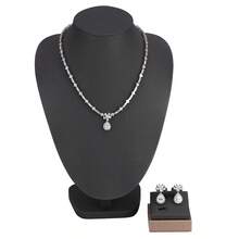 2-Piece Floral Rhinestone Wedding Jewelry Set - Sparkling And Elegant Necklace And Earrings - Pearl Wedding Jewelry Set - View 6