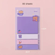 1-4pcs 80张创意精美可爱卡通动物便利贴，返校，学校用品，学校，便利贴，美观学校用品，文具 - 彩色 - 查看 7