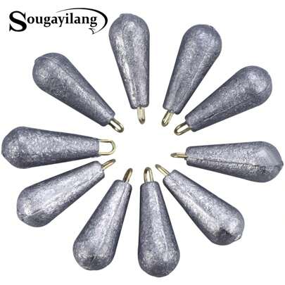 SOUGAYILANG Chìm câu cá 10 chiếc chì câu cá có dây thả chìm có vòng chì thả chìm cho cá rô cá trê nước mặn nước ngọt đồ câu cá