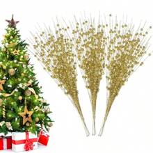 10 cây thông Noel nhân tạo màu vàng hồng quả mọng trang trí 43cm kim sa lấp lánh quả mọng đỏ trang trí cây thông Noel vòng hoa Giáng sinh năm mới, Giáng sinh - Nhiều màu - Xem 13