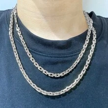 5毫米750镀金银链项链，男女皆宜，经久耐用，铜电镀金，闪亮时尚。 - 銀色 - 查看 2