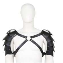 1pc Adjustable Men's Leather Body Harness Chest Strap Shoulder Armor Dual Shoulder Multi-Strap Restraint Harness - Black - View 5