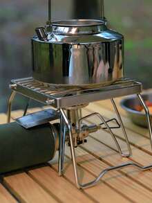 1 件户外可折叠不锈钢露营炉架烤架烹饪锅架，多用途便携露营用 - 銀色 - 查看 6