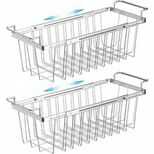 Freezer Baskets For Chest Freezer, Expandable Deep Freezer Organizer Bins Wire Basket Storage Adjustable From 16.5" To 26.5", Stainless Steel Over The Sink Dish Drying Rack For Kitchen - Silver - View 1