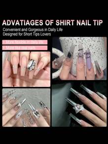 240 pegatinas de uñas de gel suave, pegatinas de uñas postizas de cobertura total semi-mate, en forma de almendra, cuadrada, ataúd y punta francesa, diseño de parte delantera delgada y parte trasera gruesa para un ajuste , extensión de gel removible, suministros de arte de uñas postizas, adecuado para mujeres y niñas para manicura DIY