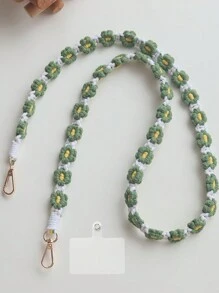 波西米亚风格手工编织小雏菊花斜挎包，配有手机绳、钥匙链绳，适合送给母亲、家人、朋友、生日、节日的手机挂饰、手机链 - 彩色 - 查看 14