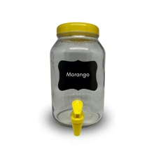 Glass Refreshing Juice Maker Capacity 3lts Lid And Plastic Tap + Blackboard And Chalk - Yellow - View 1