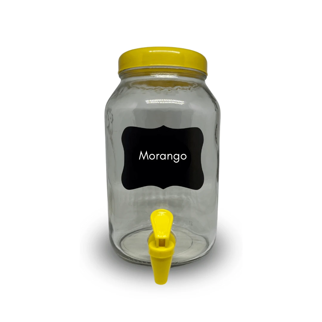 Glass Refreshing Juice Maker Capacity 3lts Lid And Plastic Tap + Blackboard And Chalk - Yellow - View 1