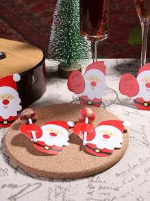50pcs Santa Claus & Penguin Lollipop Paper Cards, Christmas Party Supplies, Mini Spoon Packaging Decorations,Christmas