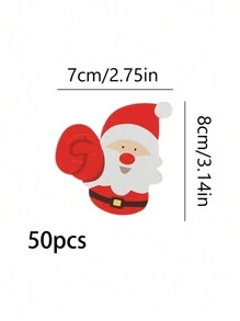 50pcs Santa Claus & Penguin Lollipop Paper Cards, Christmas Party Supplies, Mini Spoon Packaging Decorations,Christmas