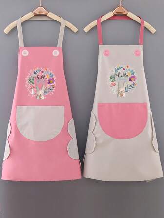Delantal de cocina para mujer con bolsillo para toalla de mano, bolsillo grande, impermeable, adecuado para cocinar y hornear