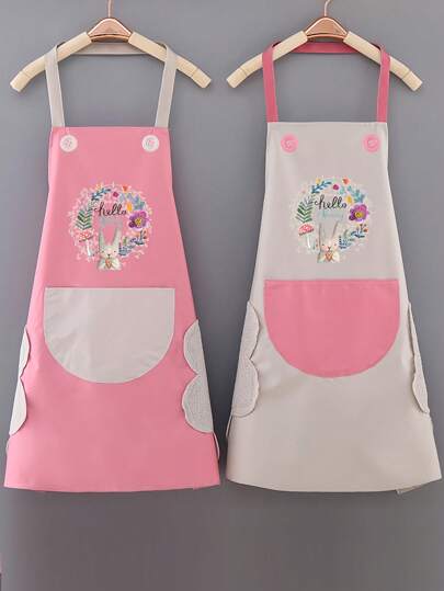 Women's Kitchen Apron With Hand Towel Pocket, Large Pocket, Waterproof, Suitable For Cooking & Baking