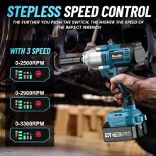 Seesii Cordless Electric Impact Wrench 1/2 Inch For Car Home, 580Ft-Lbs(800N.M) Brushless, 3300RPM High Torque Gun W/ 2x 4.0Ah Battery,Charger & 6 Sockets Tools