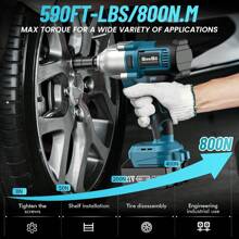 Seesii Cordless Electric Impact Wrench 1/2 Inch For Car Home, 580Ft-Lbs(800N.M) Brushless, 3300RPM High Torque Gun W/ 2x 4.0Ah Battery,Charger & 6 Sockets Tools