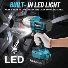 Seesii Cordless Electric Impact Wrench 1/2 Inch For Car Home, 580Ft-Lbs(800N.M) Brushless, 3300RPM High Torque Gun W/ 2x 4.0Ah Battery,Charger & 6 Sockets Tools