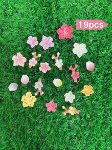 19 件彩绘花瓣和树枝春天樱花迷人多功能 DIY 可拆卸鞋饰适用于镂空木屐、装饰