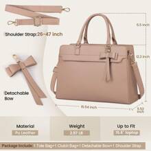 Laptop Bag For Women 15.6 Inch Leather Laptop Tote Bag Large Computer Bag Waterproof Business Office Work Bag Briefcase With Satchel Purse 2pcs Set - Màu Khaki - Xem 4