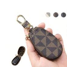 Zipper Closure PU Car Key Storage Bag Key Ring Ornament Compact Coin Purse Bag Charm Key Holder Car Key Bag Halloween Gift Teachers Day Gift Men Gifts Gift For Women For Men Mini Wallet - Multicolor - View 1
