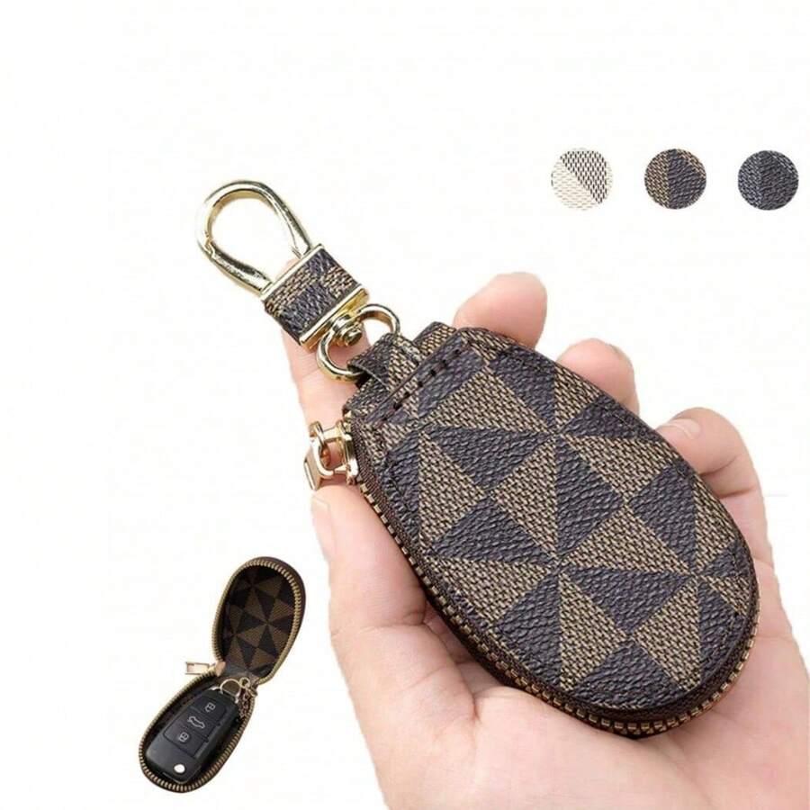 Zipper Closure PU Car Key Storage Bag Key Ring Ornament Compact Coin Purse Bag Charm Key Holder Car Key Bag Halloween Gift Teachers Day Gift Men Gifts Gift For Women For Men Mini Wallet - Multicolor - View 1