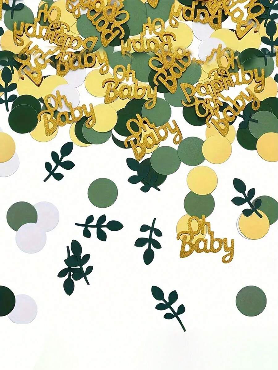 100pcs/Set Baby Gender Reveal Party Confetti Sprinkles Decoration Baby Shower Family Decorations Gifts - Yellow-green - View 1