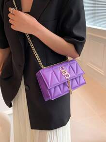 鏈條斜挎包時尚多用途 - 紫色 - 查看 3