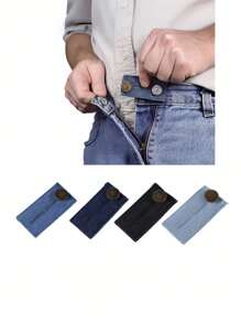 1/4pcs Multi-Color Denim Button Jeans Waistband Extender Elastic Waist Adjustable Belt, Suitable For Jeans, Buttons, Clothing Waist Adjustment Buckle