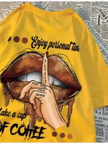 Boca Off Coffee Printed Women's T-Shirt - Yellow - View 2
