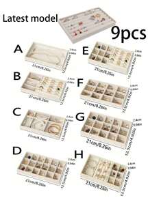 9pcs/Set Stackable Jewelry Tray, Jewelry Dish, Desktop Storage Box, Elegant Portable Stacking Jewelry Rack, Suitable For Earrings, Necklaces, Rings, Bracelets, Pendants, Lipsticks, Pearls, Brooches, Bedroom Accessory Back To School