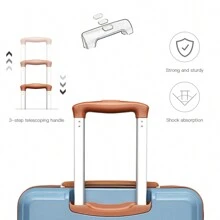 20 Inch Lightweight ABS Fashion Cabin Suitcase Carry-On Hand Luggage With TSA Lock YKK Zipper 4 Double Wheels Trolley Travel Case Ideal For Business Trips Travel Vacations Men And Women - Dusty Blue - View 7