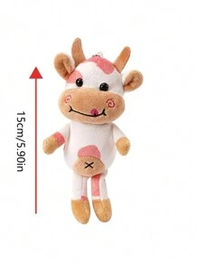 可爱毛绒奶牛钥匙扣背包装饰娃娃，情侣小礼物 - 彩色 - 查看 8