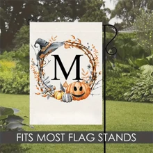 个性化首字母亚麻花园旗帜 - 双面、防风雨、粗麻布外观 - 无需电力的多功能户外装饰 - 可机洗，万圣节主题 - 1 件 - 彩色 - 查看 7