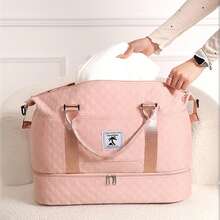 可折叠手提行李袋，带独立鞋隔层，健身及运动装备收纳袋，旅行袋，返校、露营、健身房、巡航、徒步旅行、暑假旅行箱过夜袋健身袋行李袋周末袋行李袋随身携带袋大学袋行李袋周末袋 - 粉色 - 查看 3