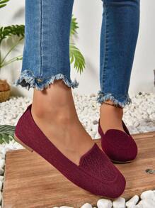 2024 Nuevo Primavera Otoño Mujer Zapatos de punto cómodos y transpirables para trabajo de oficina casual antideslizante con recortes huecos planos tipo mocasín